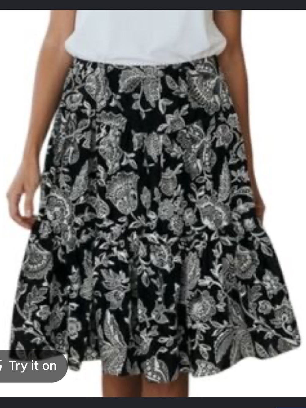 Lauren Ralph Lauren midi tiered Skirt Size Large Black and white